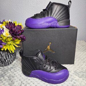 New in Box!!! Nike Air Jordan 12 Retro Black Court Purple Toddler - Size 9C